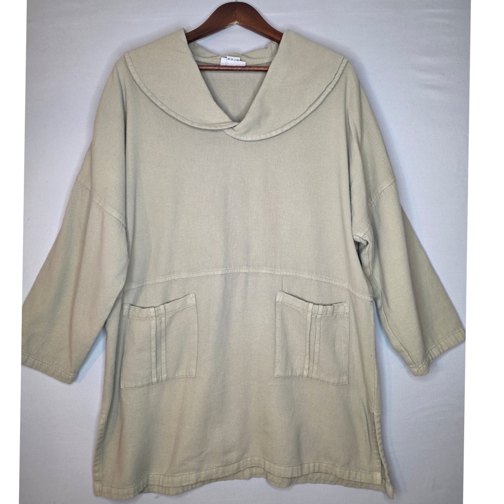 Soft Surroundings Pullover Tunic Top Med. Oatmeal Beige Front Pockets